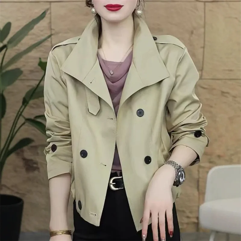 

Женская куртка 2026: Новая короткая куртка-бомбер на весну-осень, универсальная модная двубортная повседневная свободная верхняя одежда