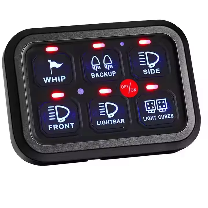 6 Gang RGB Touch Switch Panel With Harness Automatic Dimmable Circuit Control Relay System IP68 Rated 24V RV Car Light