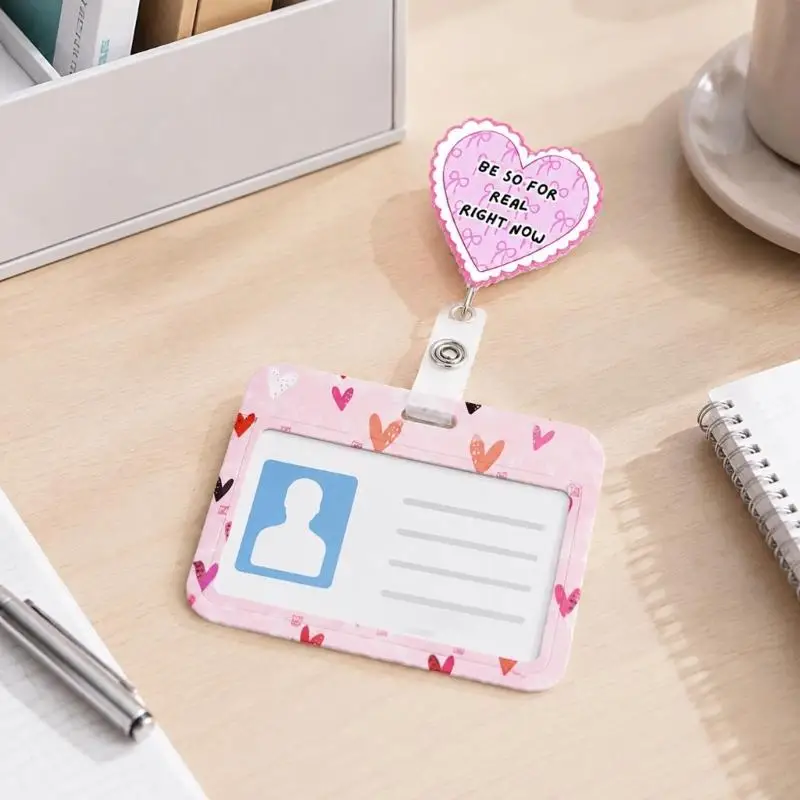 Retractable Badge Card Holders with Horizontal Case and Clear Strap for Workplace Access and Trade Show Check-In