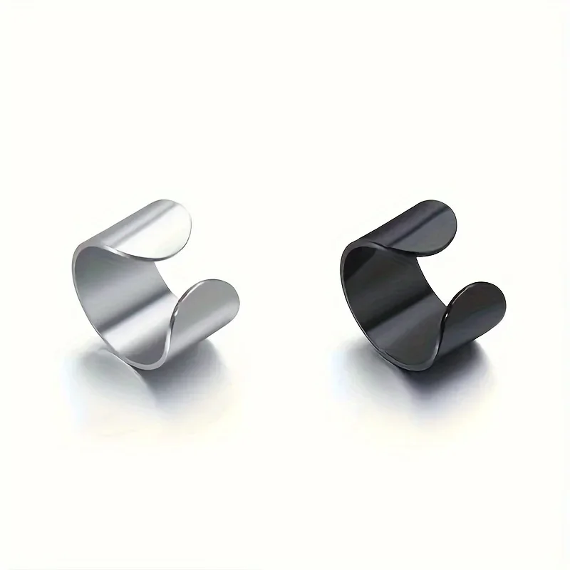 2pc Men\'s Stainless Steel Ear Bone Clip Earrings - Fashionable and Durable Ear Clips for Men Non-Piercing Fake Earring Jewelry