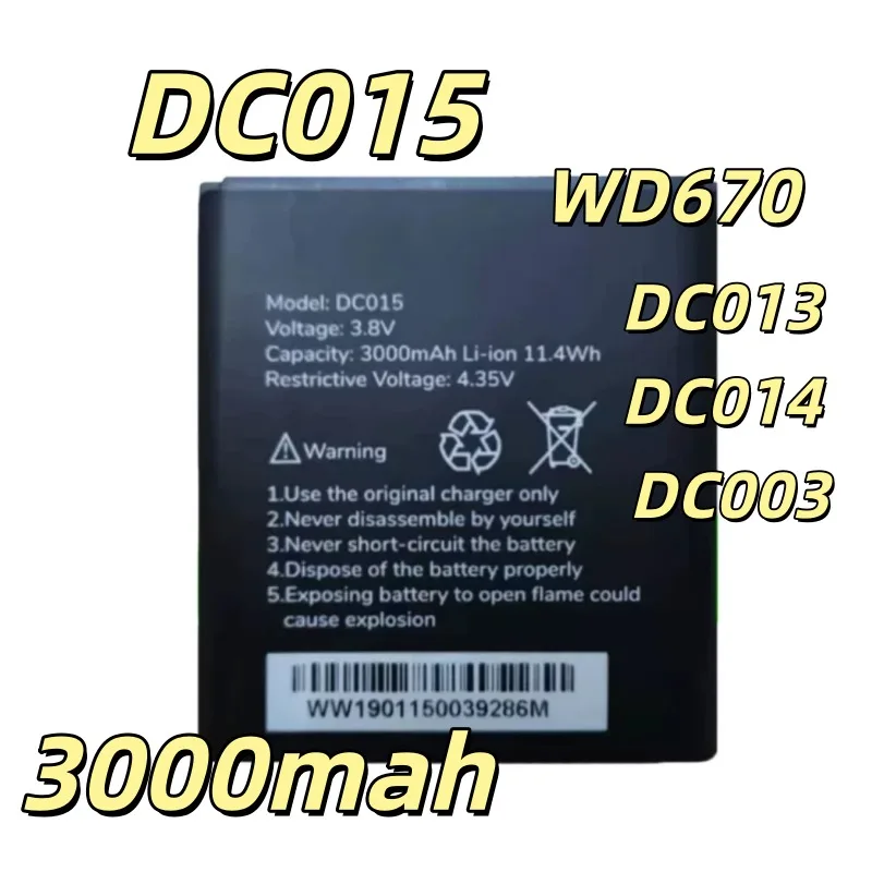 1-2PCS Replacement battery 3.8V 3000MAH DC015 suitable for WD670 mobile WIFI 11.4Wh 1 piece fast delivery