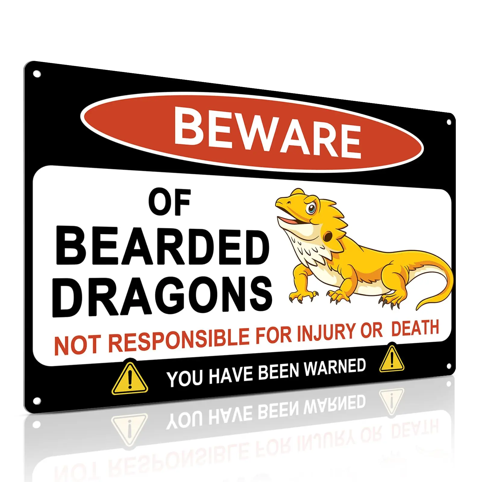 Beware of Bearded Dragons Sign for Bearded Dragon Tank Accessories, Warning Sign Gift for Dragon Lover 8x12 Inch sign