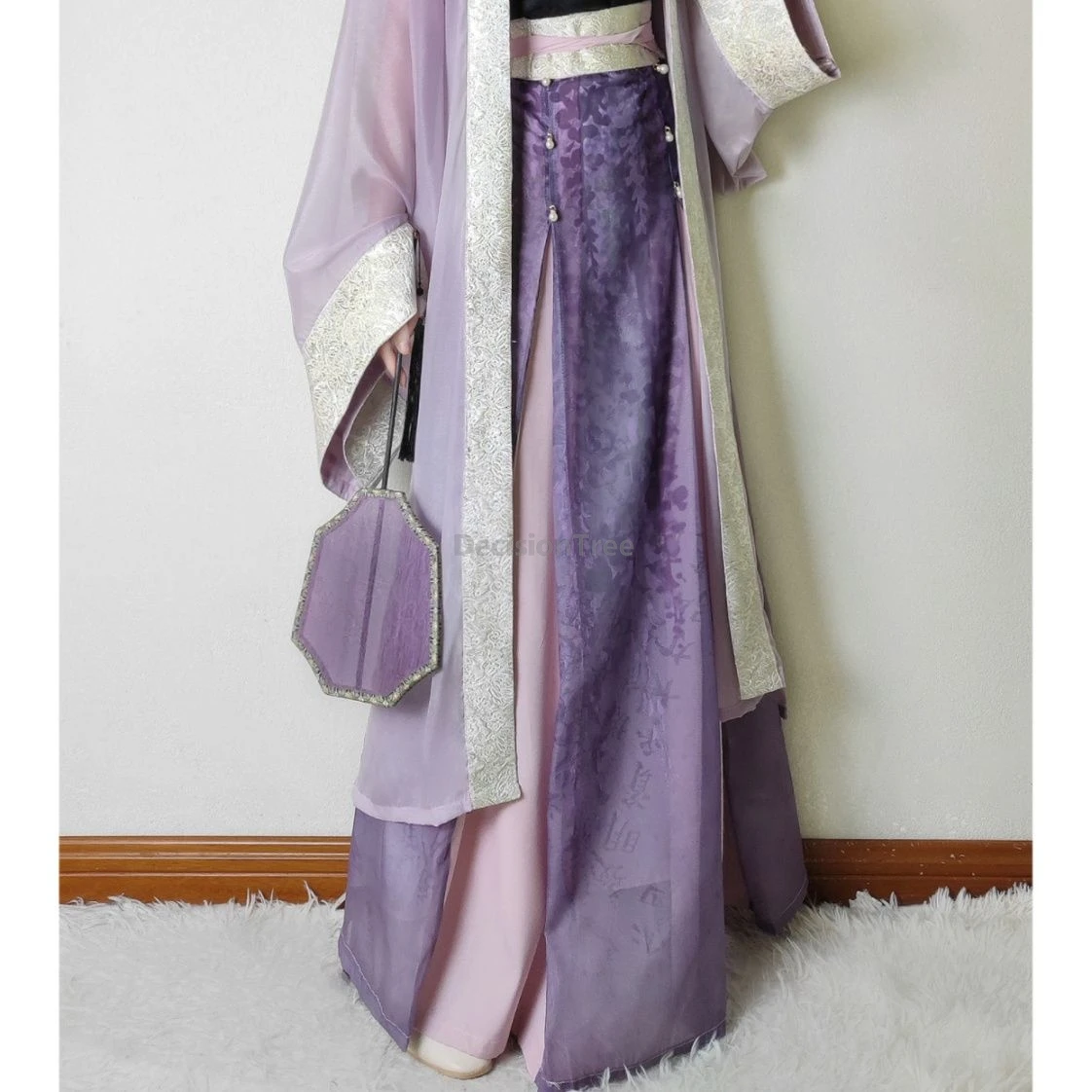 Chinese Traditional Lady Cosplay Costume Ancient Song Dynasty Hanfu Dress Spring Summer 3pcs Purple Sets Stage Performance Hanfu