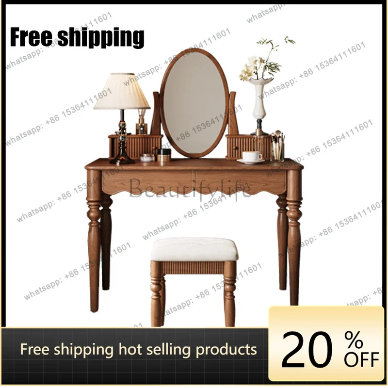 PJ  Storage Cabinet Dressing Table Wooden Modern Vanity Make Up Dressing Table Desk