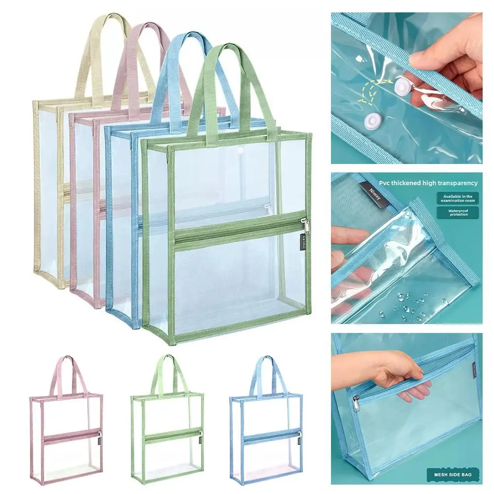 

Zipper Style Transparent File Bag Transparent Material Waterproof Feature Exam Specific Bag Handbag Style Double-layer Design