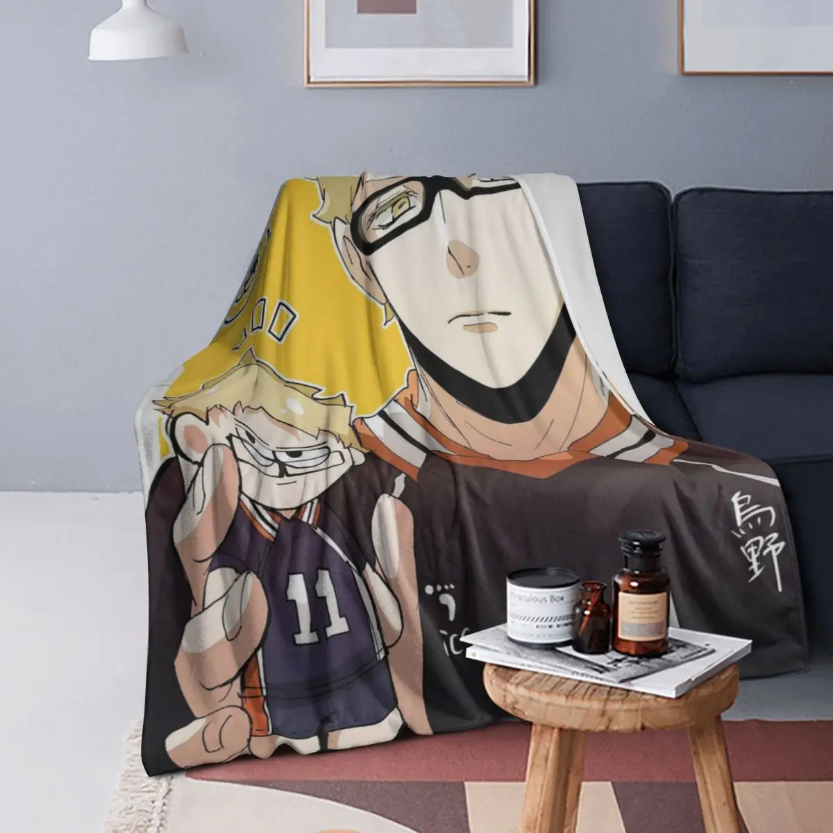 

Haikyuu - Tsukishima Manga Blanket Soft Warm Flannel Throw Blanket Bedding for Bed Living room Picnic Travel Home Sofa