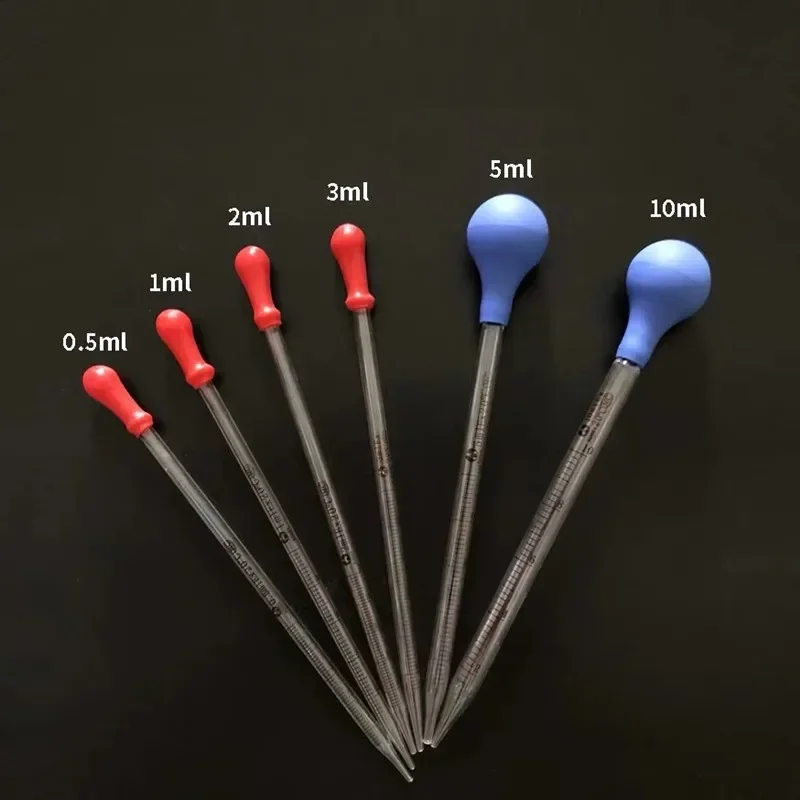 2pcs 4pcs Glass Graduated Pipette Dropper Vol. 0.5ml/1ml/2ml/3ml/5ml/10mlTransfer Pipette with Rubber head