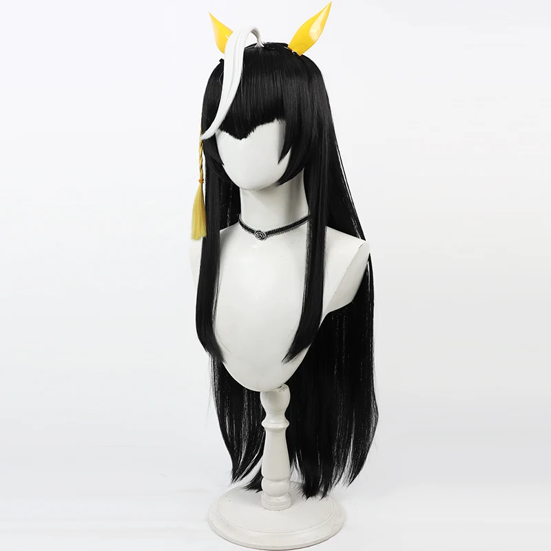 ウマ娘 プリティーダービー カルストーン ライト O コスプレウィッグとテール イエロー ヘッドウェア 耳 編み込み 女性 アニメ ハロウィン パーティー アクセサリー