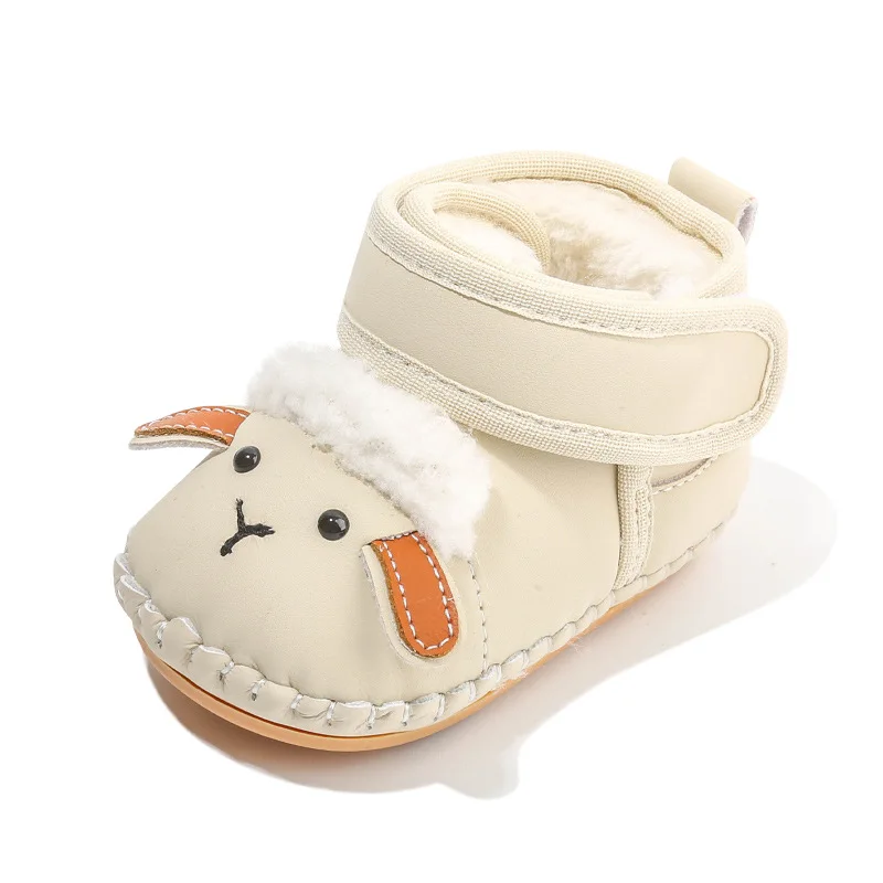 

2025 Winter Newborn Baby Cotton Shoes Thickened 6-12 Months Toddler Soft Sole Infant Shoes with Fleece Lining
