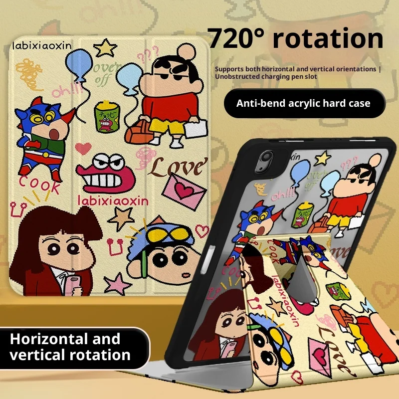 

MINISO Crayon Shin-chan For iPad Case Funda ipad 9/10/11 A16 11in Mini A17 Protective Shell Air 3 4 5 Pro 4 5 6 M4 Tablet Cover