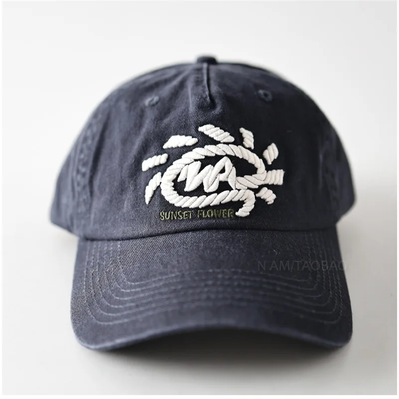 

Vintage Washed Cotton Unstructured Baseball Cap for Men and Women Embroidery Sunset Flower Casual Unisex Dad Hat for Daily Wear