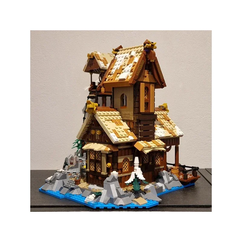 Blocs de construction Moc, maison de Port Viking, technologie, briques modulaires, modèle cadeaux, jouets de noël, ensembles de bricolage, assemblage