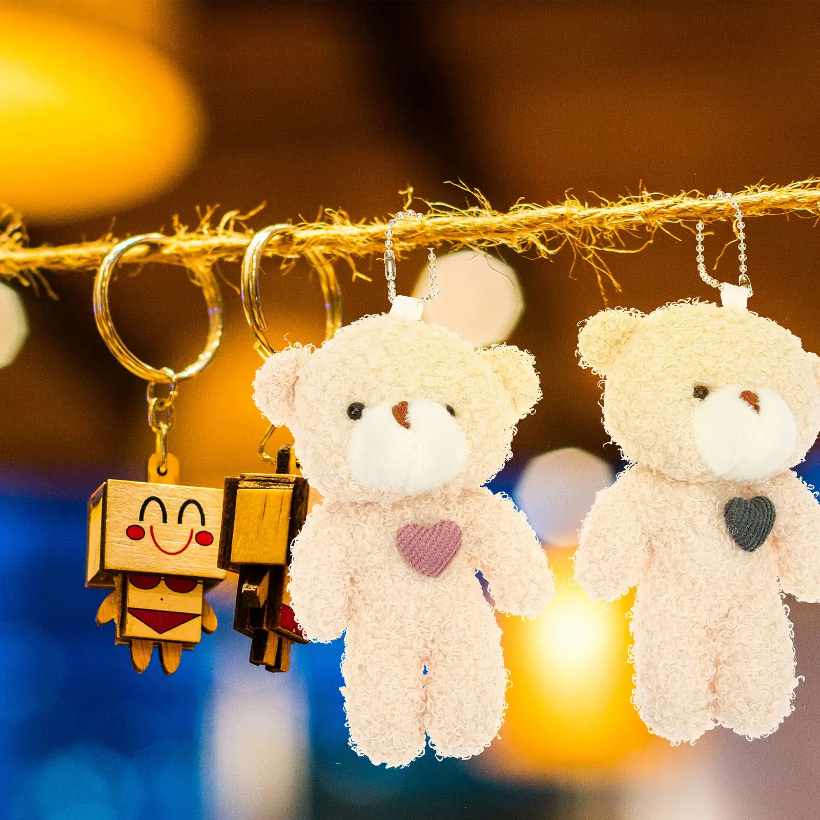 

12Pcs Key Chain Pendant Bag Backpack Hanging Decoration Soft Squeeze Stress Relief Keyring Charm Bear Stuffed Animal
