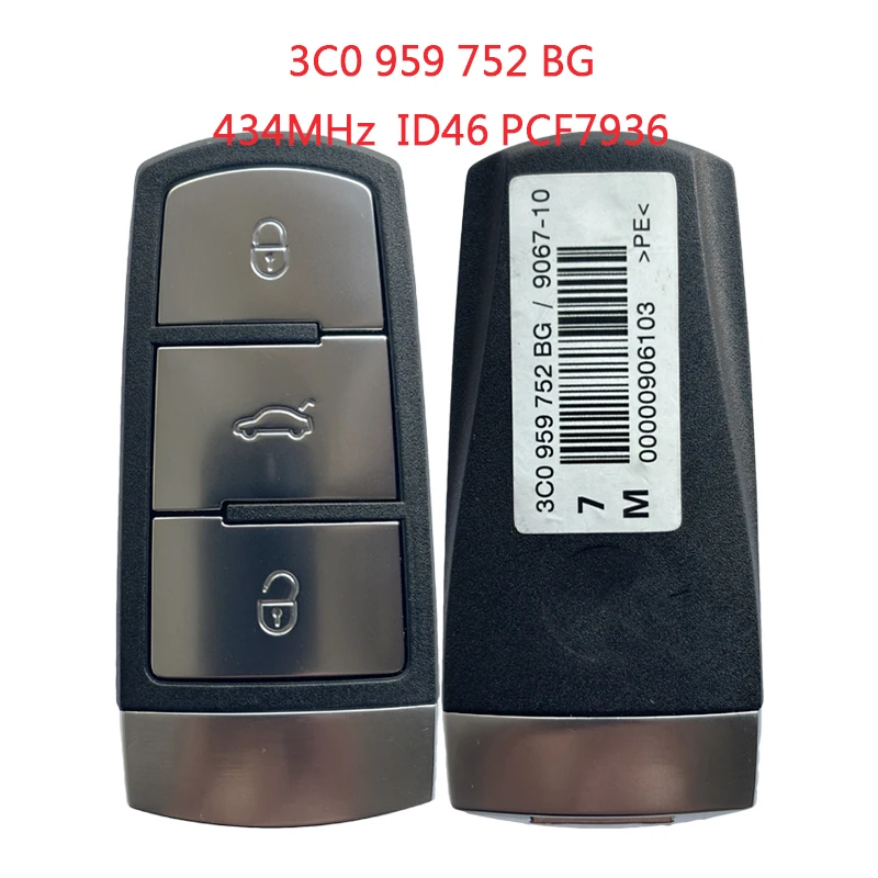 TXK001024 3C0959752BG For VW Magotan Smart Remote Key 3 Button 434MHz ID46 PCF7936 Chip