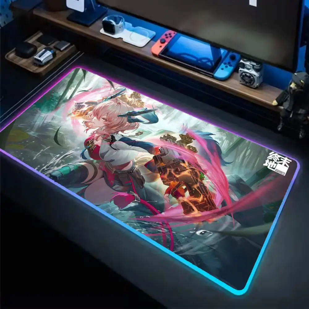 Коврик для мыши Mifu Arknights Endfield, игровой коврик для мыши в стиле аниме, светодиодные настольные коврики с подсветкой, резиновые настольные коврики XXL с RGB-подсветкой