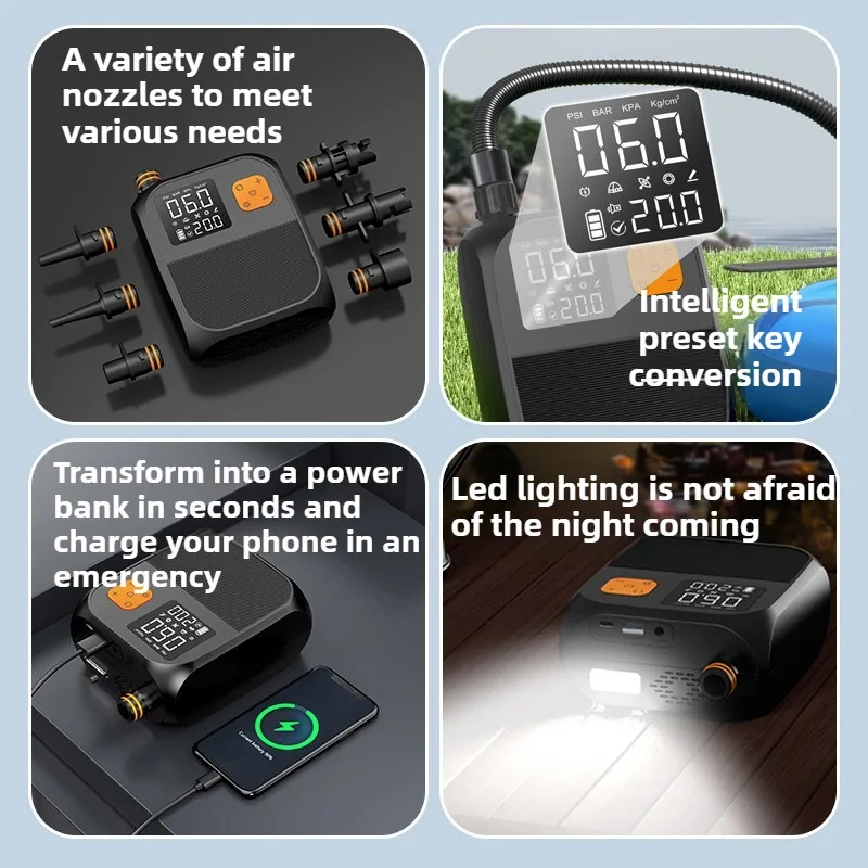 مضخة كهربائية ذكية 25PSI SUP مضخة 8000mAh التضخم مجداف مجلس مضخة لقوارب الكاياك أجنحة الرياح SUPs خيمة فراش ضاغط الهواء #5