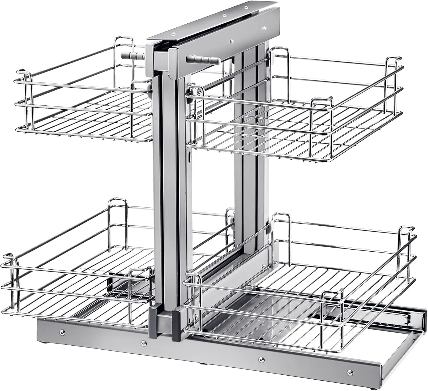 Pull Out Blind Corner Cabinet,15.7 In Opening Chrome Soft Close Blind Corner with Four Shelf,Slide Out Kitchen Cabinet Organizer