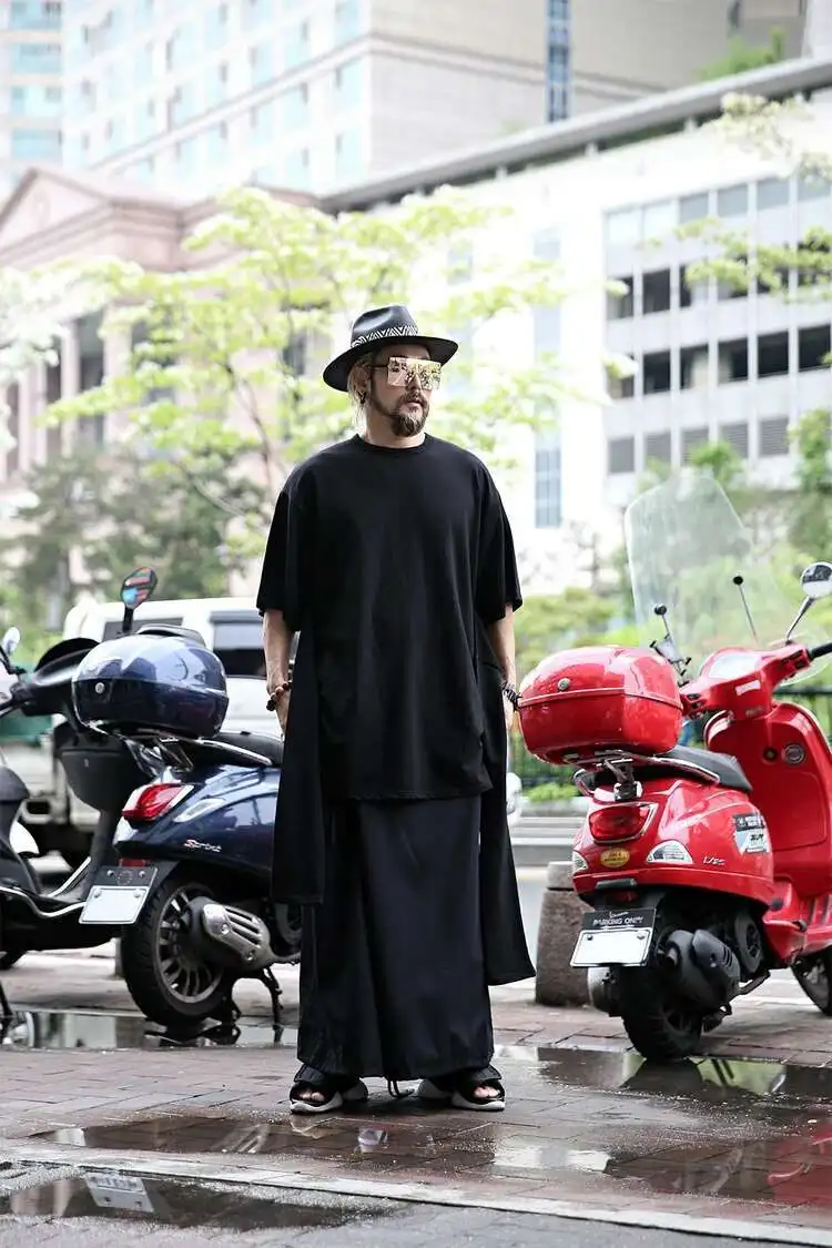 Korean New 2021 Solid Up Lace Summer Color Loose Men's Large 5 / Sleeve Fashion T-Shirt /
