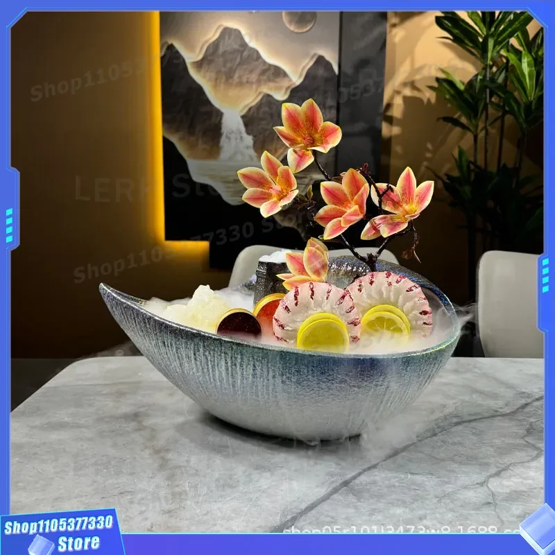 Creative Deep Sea Fish Shaped Sashimi Plate Ice Tray for Salmon Beef Platter Unique Seafood Serving Dish Restaurant Home