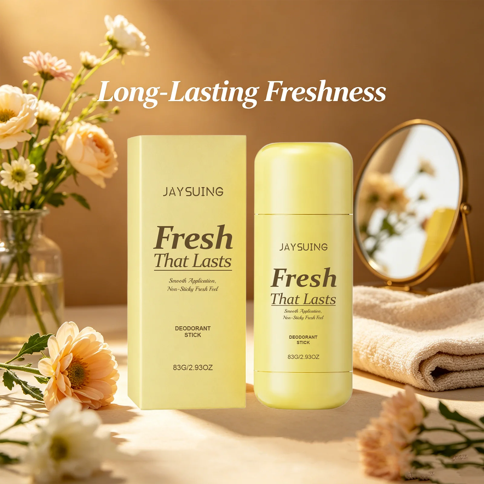 Jaysuing Deodorant Stick Anti Sweat Underarm Body Odor Removal Refreshing Daily Care Armpit Antiperspirant for Women & Men 83g