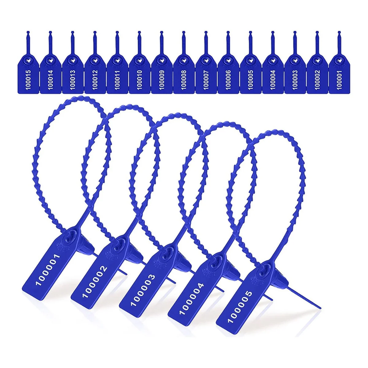 ABKO-1000 Pcs Plastic Tamper Seals Fire Extinguisher Tags Security Tags Seals Safety Numbered Zip Ties Labels Blue