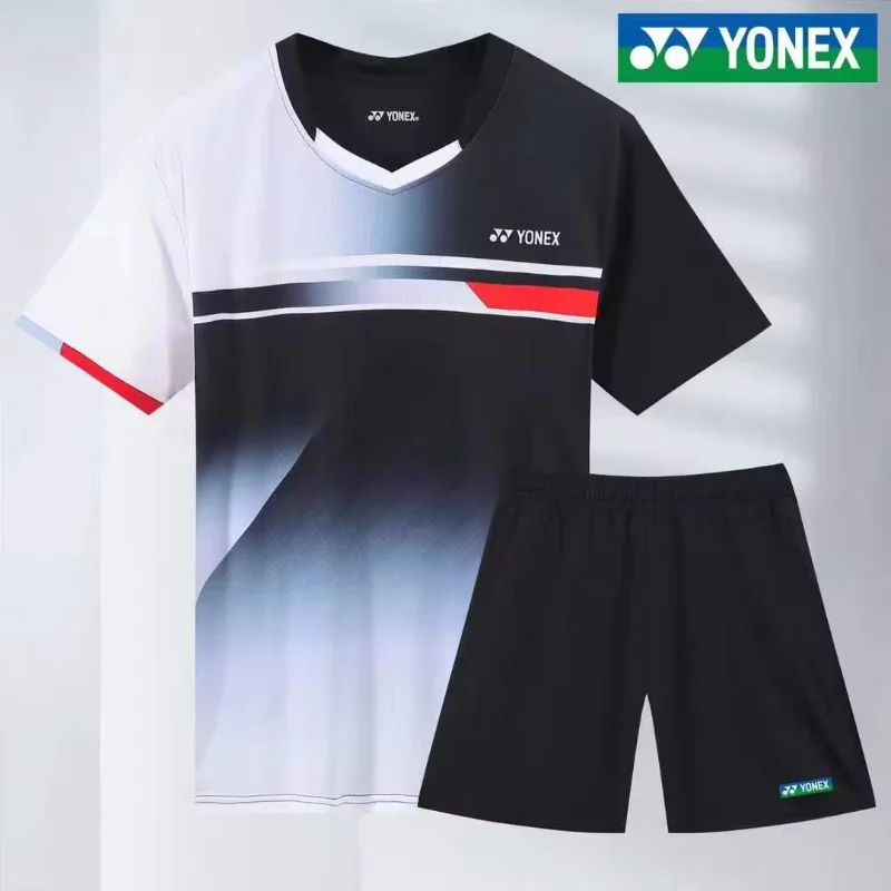 Yonex roupas de badminton masculinas e femininas, blusas de manga curta, camiseta absorvente de suor respirável, secagem rápida, nova