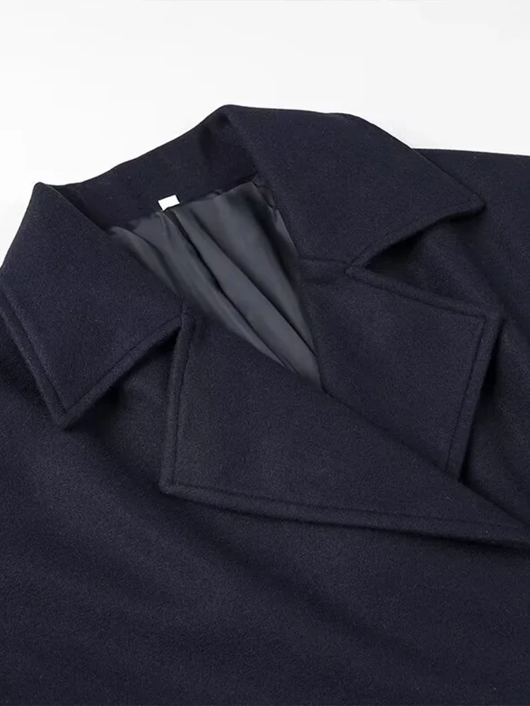 

Solid color double-breasted short woolen coatEuropean style new women's fashion versatile temperament