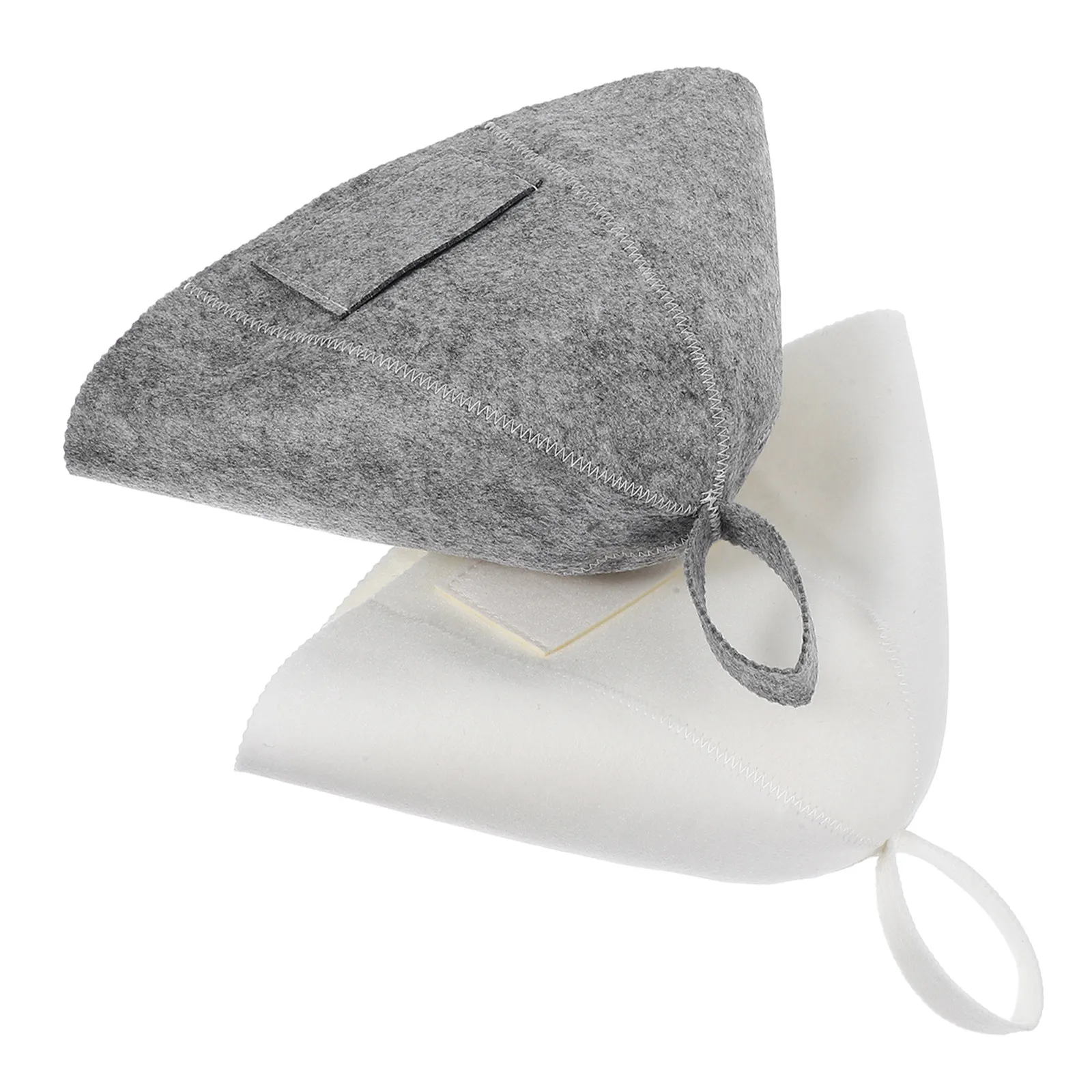 2Pcs Sauna Cap Felt Hair Protection Hat Russian Sauna Bath Hat Spa Steam Room Grey Beige Hair Steamer Cap Shower Bonnet