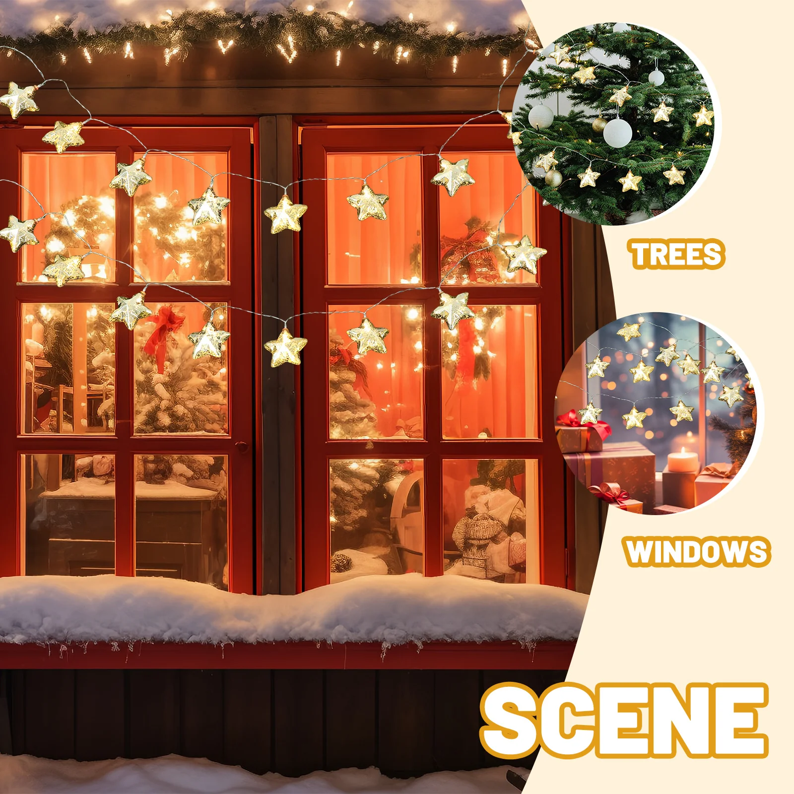 1 قطعة سلسلة أضواء LED على شكل نجمة ديكور حفلات دافئ يدوم طويلاً واستهلاك منخفض آمن للمس أضواء سلسلة LED #1