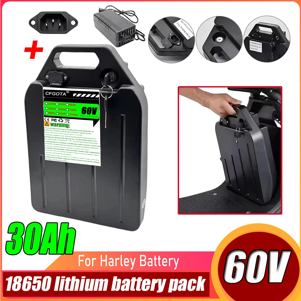 Electric vehicle lithium battery 60V 20Ah 50Ah 1500W for Harley two wheel foldable Citycoco electric scooter