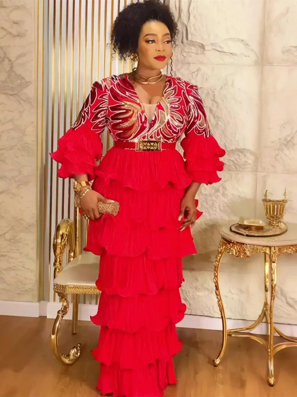 حجم كبير فساتين الحفلات الأفريقية للنساء Dashiki أنقرة الترتر الزفاف ثوب مسائي ملابس أنيقة فستان ماكسي مسلم 2025 جديد