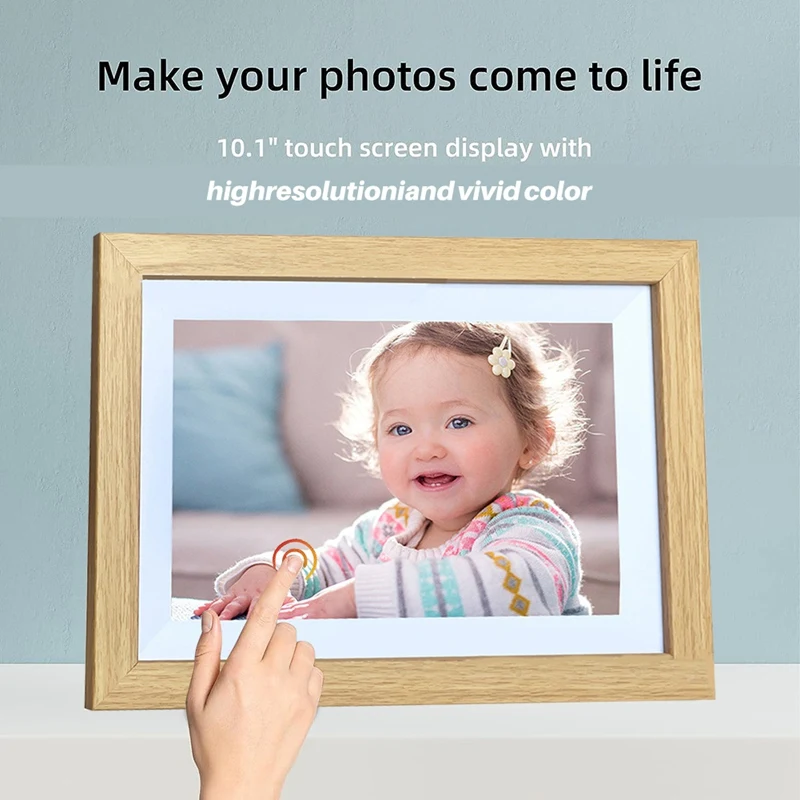 Digital Picture Frame 10.1 Inch Frameo Digital Photo Frame Wifi 32GB Large Storage HD IPS Touch Screen Auto-Rotate EU Plug