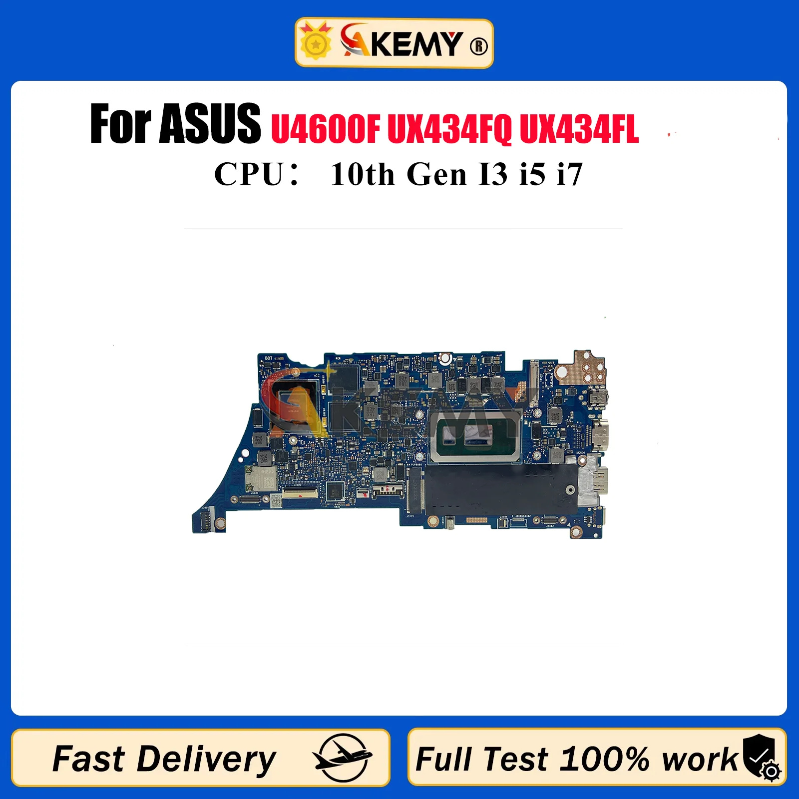 

UX434FQ Материнская плата для ноутбука ASUS ZenBook UX434F U4600F UX434FL Материнская плата для ноутбука 10-го поколения I3 i5 i7 100% тестирование OK stk