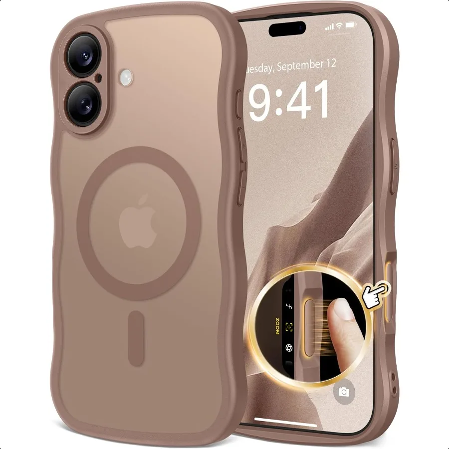 

CAPRARO Magnetic for iPhone 17 Case for Women Girls Upgraded [Full Camera Protection] [Compatible with MagSafe] Cute Wave Trans