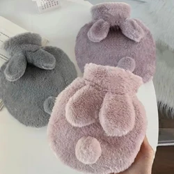 300ML Cute Plush Rabbit Hot Water Bag with Cover For Winter Hand Feet Warmer Explosion-Proof Reusable Jug Bottle for Hot Water