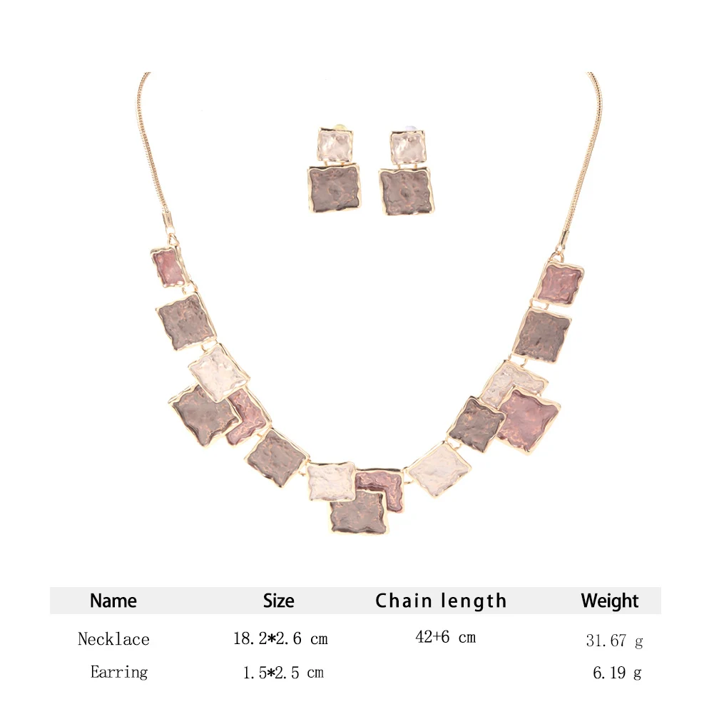 Cring Coco Romantic Brown Geometric Earrings Necklaces Set Women\'s Jewelry Sets Necklace for Women Luxury Mother\'s Day Gift 2024