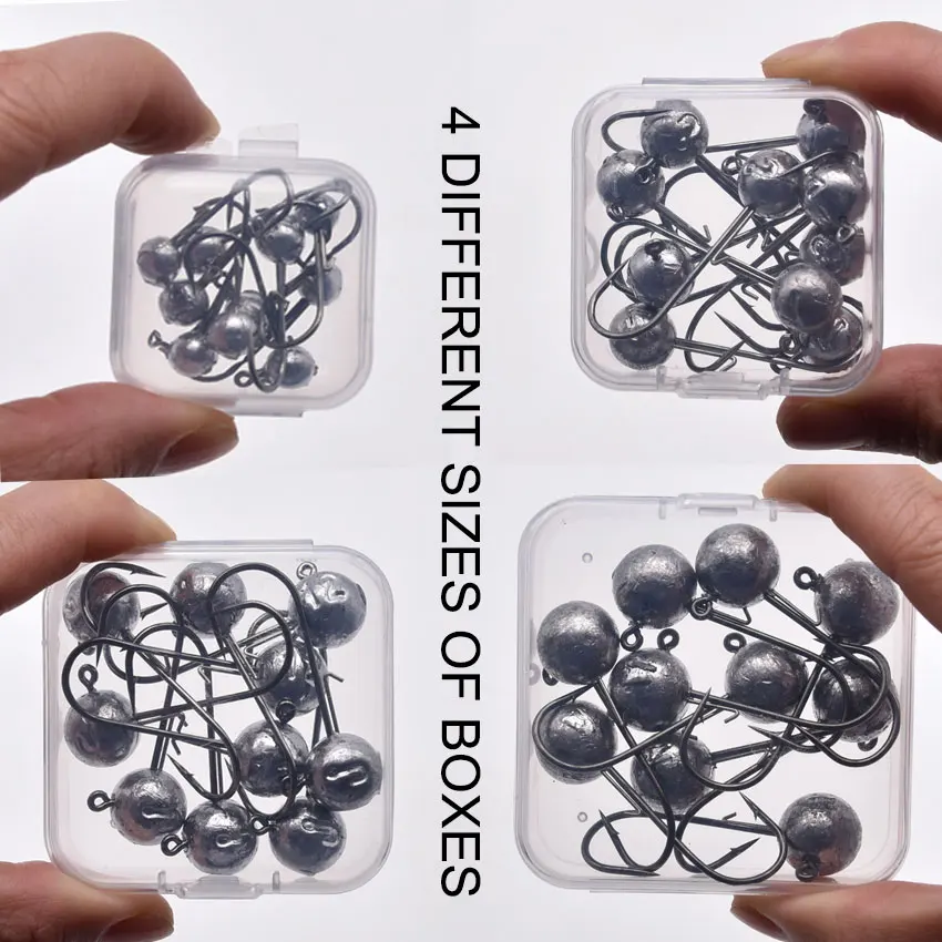 JYJ 2g 3g... 20g 10 ชิ้นกล่อง Rigging head hook สําหรับตกปลาหนอนเหยื่อล่อ, Bass pike perch ตกปลา jig head hook