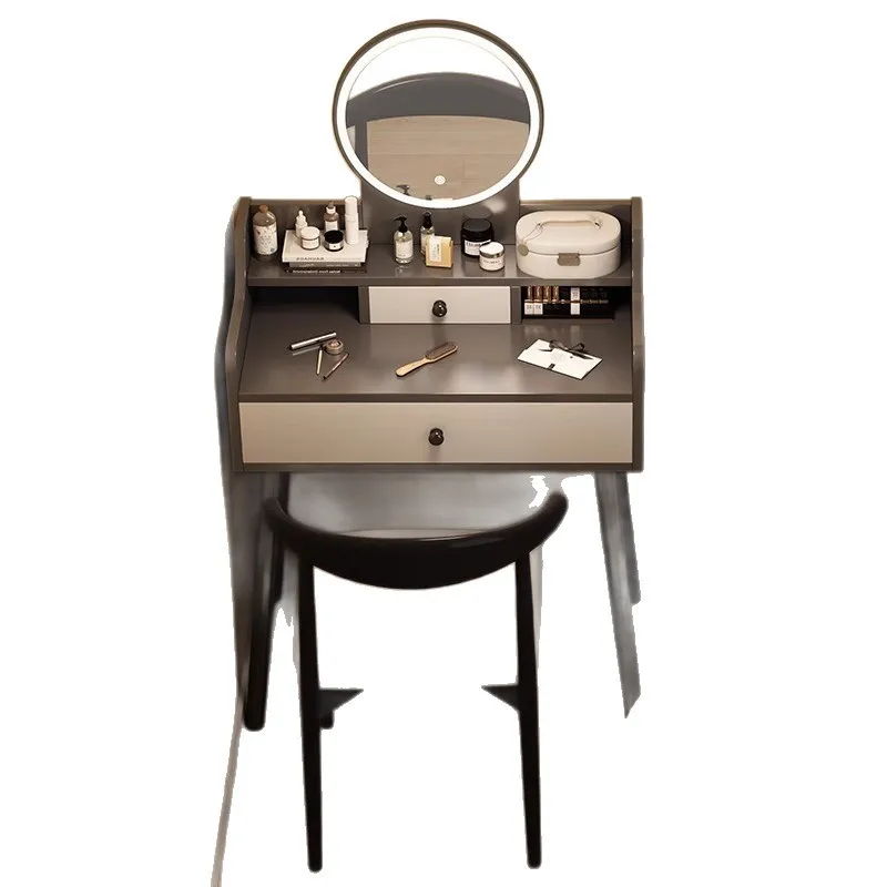 

Bedroom modern simple small apartment bedroom desk dresser integrated