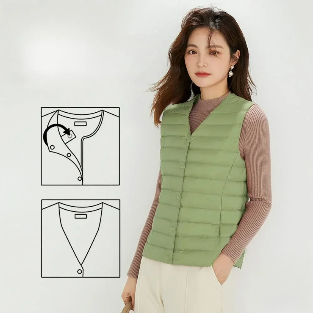 

Women's Lightweight Down Jacket Vest 2023 Autumn Winter Casual Ultralight Thin Waistcoat Sleeveless White Duck Down Coats Vest