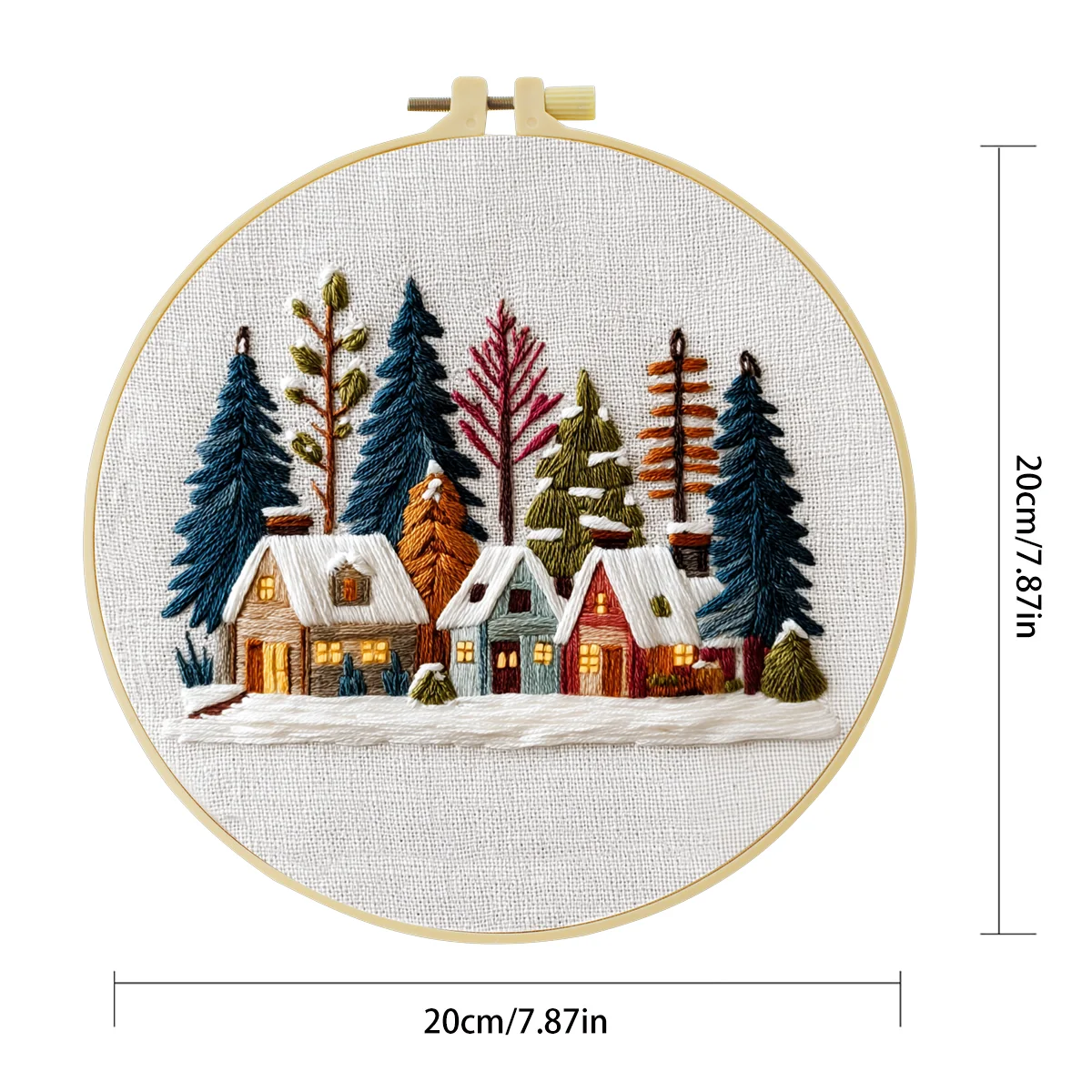 1 Stück 20X20CM/15X15CM 7,87/6,3 Zoll Stickerei-Starter-Kit DIY-Kit Heimdekoration, Heimtextilien, Stickerei-Kit, Der Blaue Baum – Detail 5