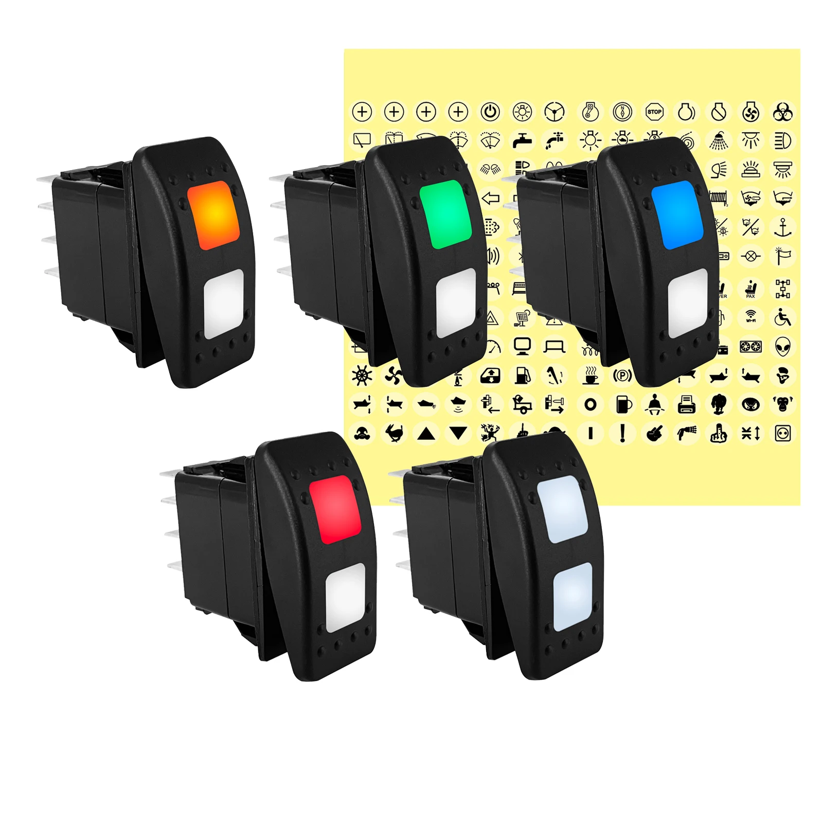 

Dual White Lens Rocker Switch 12V 24V ON OFF ON / (ON) OFF ON / (ON) OFF (ON) Waterproof for Polaris RZR Can-Am ATV UTV Car RV