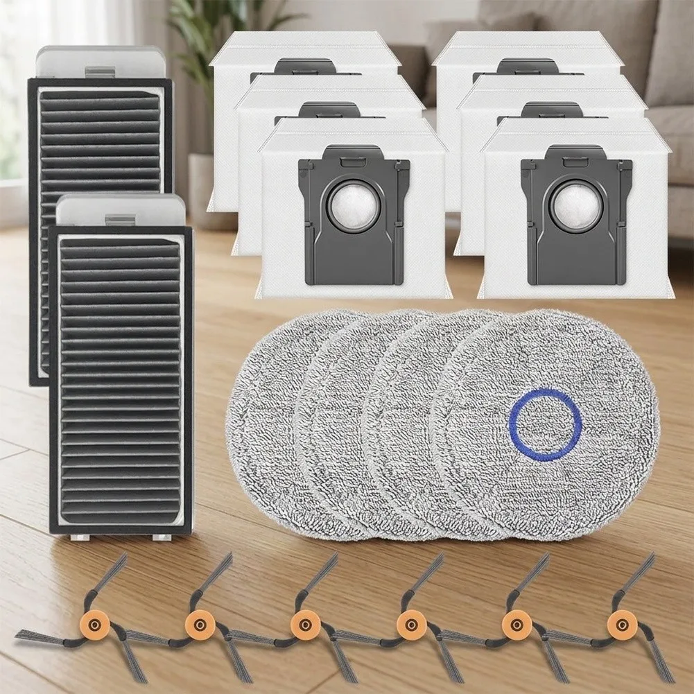 Filter Mop Cloth Dust Bag Side Brush Kits Replacement Parts Kit FOR Dreame X60 Pro- Ultra Complete Robot Vacuum
