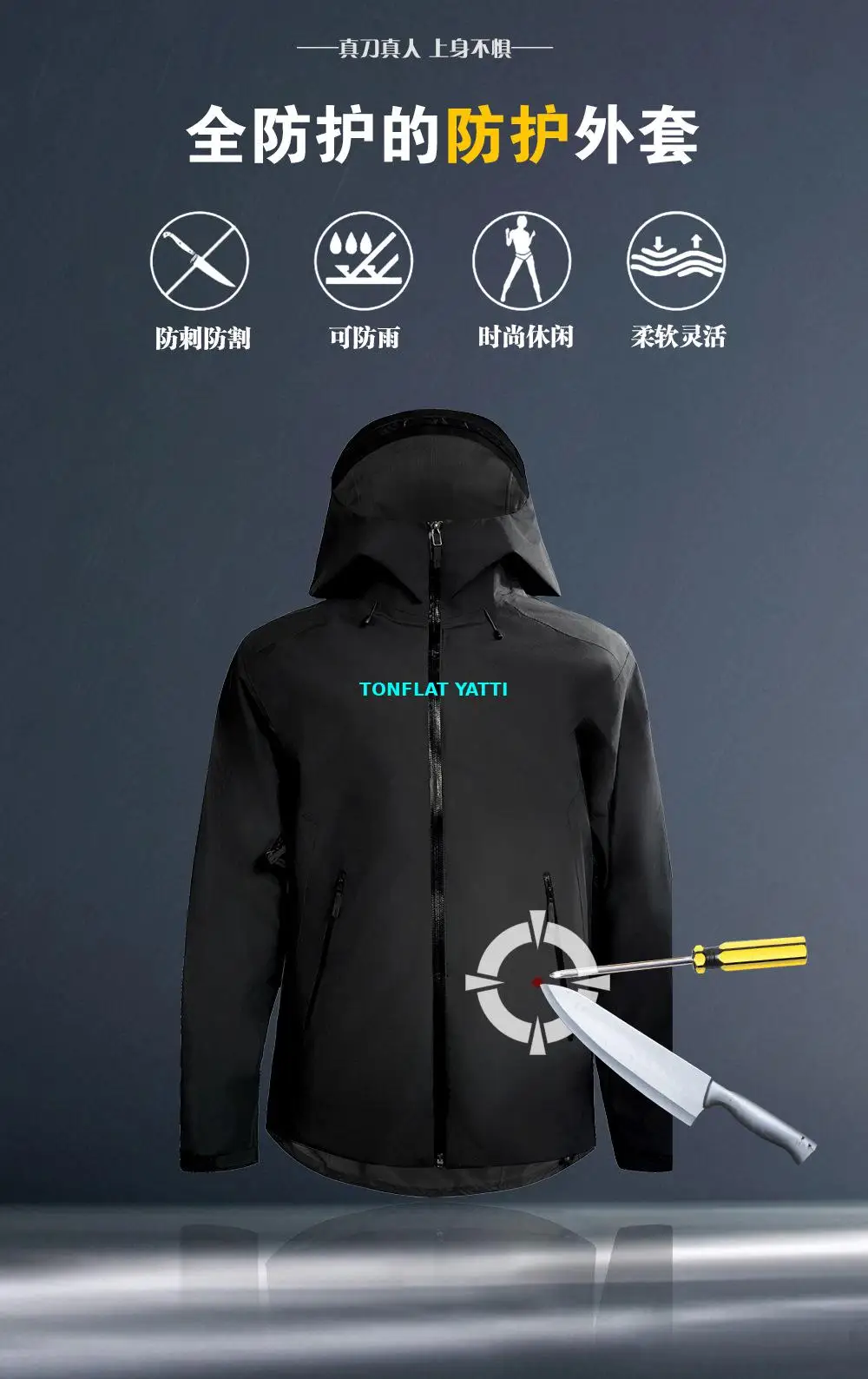 Full Body Protective Hooded Long Sleeved Anti Stab Anti Cut Jacket Made Polymer Composite Material Tactical Safety Clothing