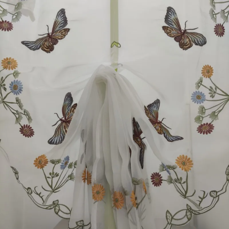 Exquisite butterfly embroidered pattern tulle curtains. Decorative Roman blinds. Balloon curtain. Special offer curtains.