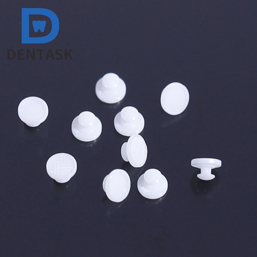 10pcs/Bag DENTASK Dental Orthodontic Composite Ceramic Lingual Buttons for Bondable Round Rectangular Base Orthodontics Material