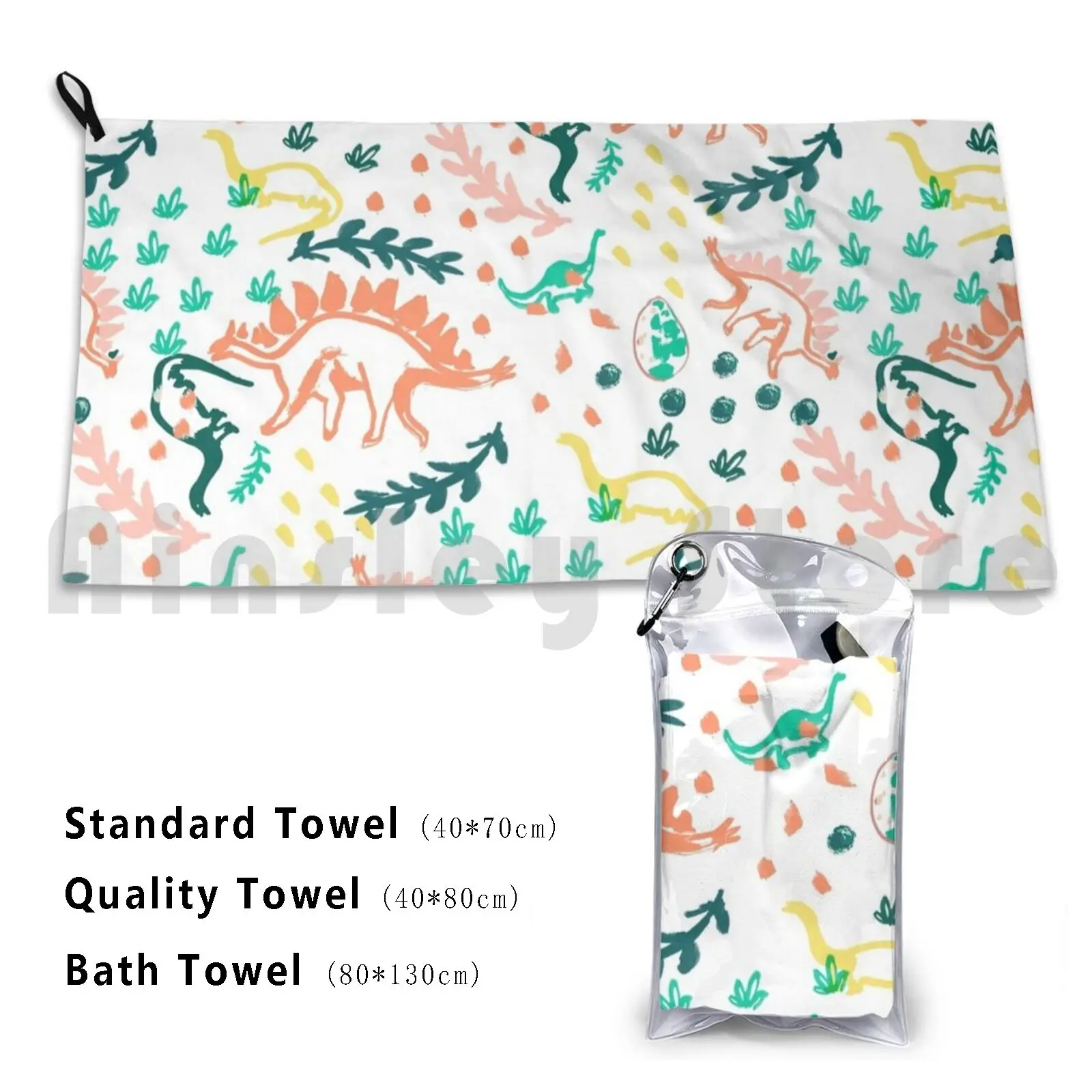 Dinosaurs Bath Towel Beach Cushion Dinosaur Pattern Pastel Colourful