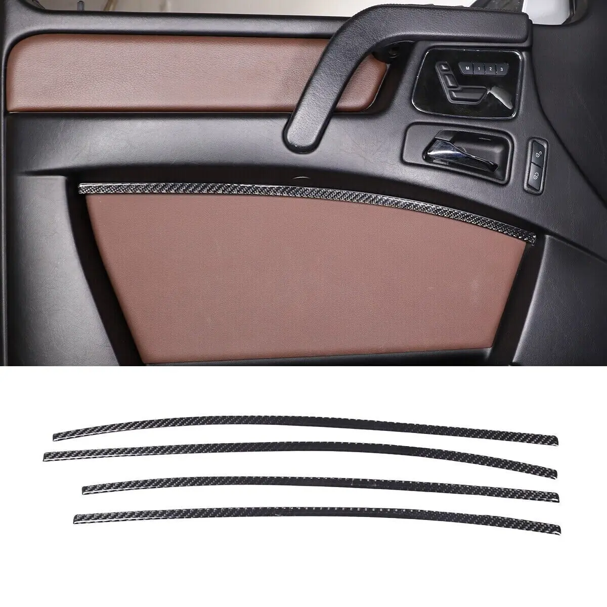 Soft Carbon Fiber Car Inner Door Panel Trim Decorative Strip Sticker Fit For Mercedes Benz G Class W463 2013-2018