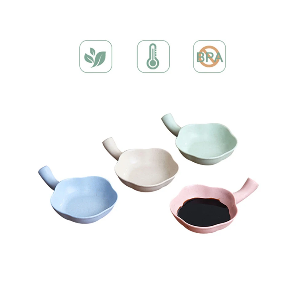 4pcs Wheat Straw Chopstick Spoon Holder Dipping Sauce Dish Lightweight Multifunctional Tableware For Outdoor Camping Party