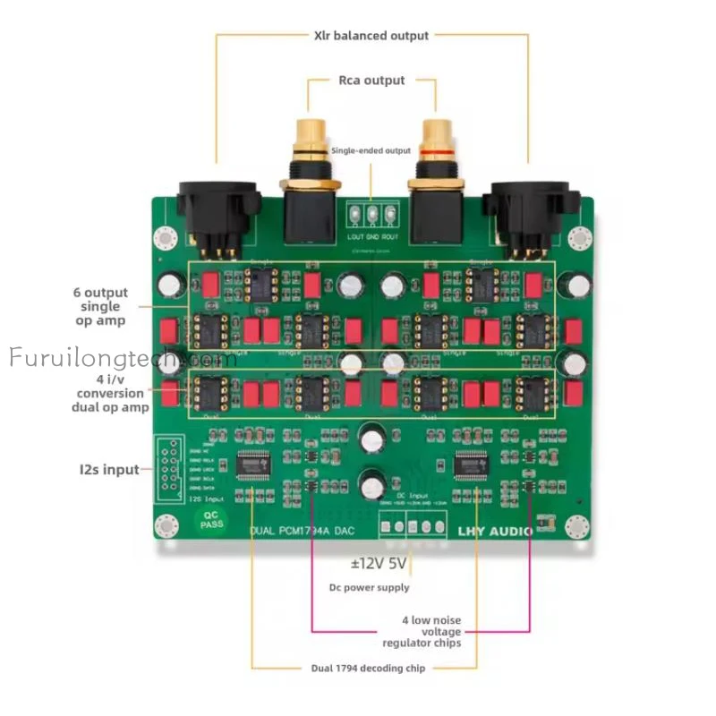 HIFI Dual PCM1794A DAC Audio 5532dd+5534dd Op AMP Decoder XLR RCA Output I2S input  Board 24Bit 192K