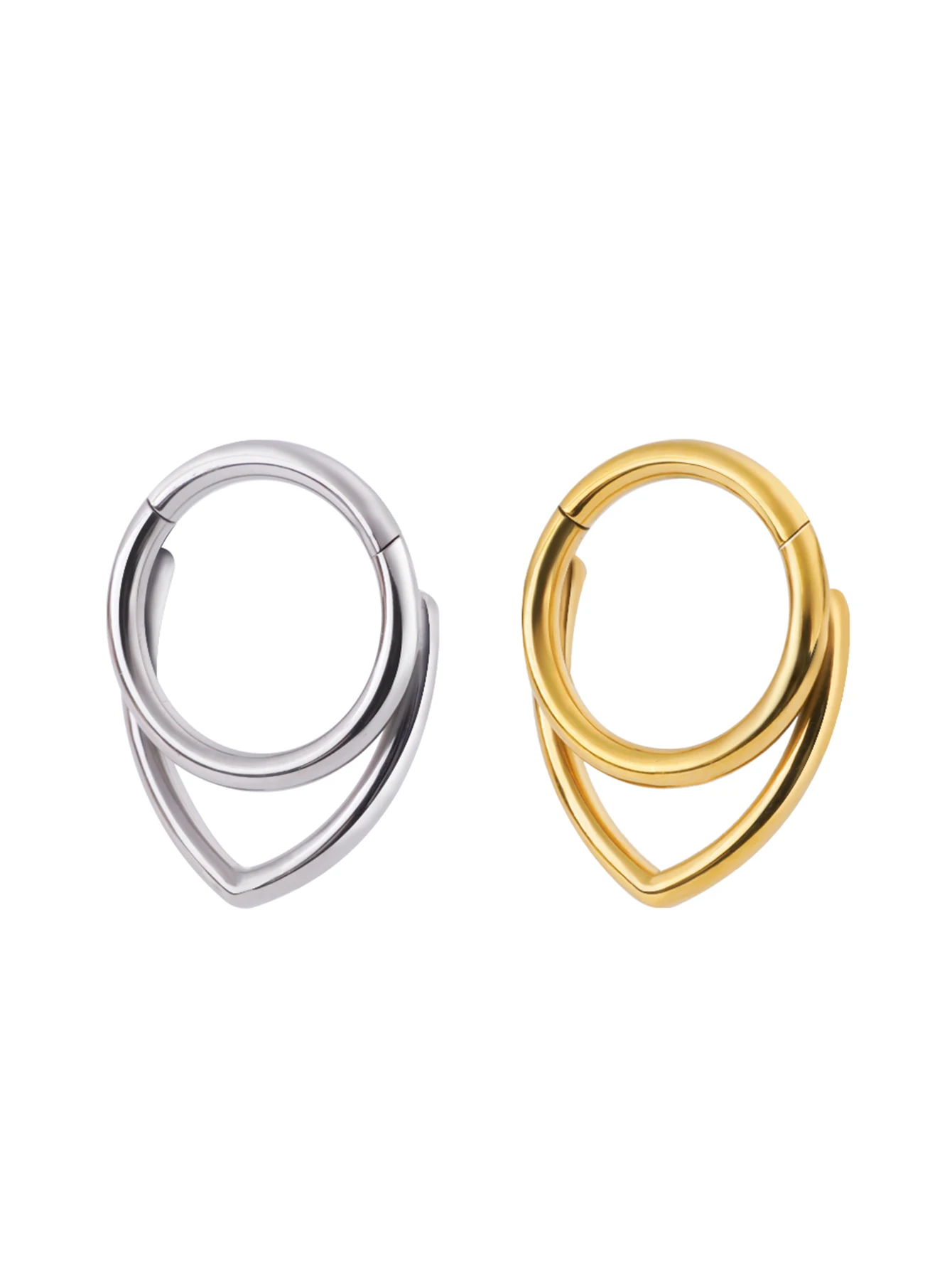WaterDrop Septum Piercing Nose Rings G23 F136 Titanium Daith Helix Conch Cartilage Earrings Hinged Segment Clicker Body Jewelry